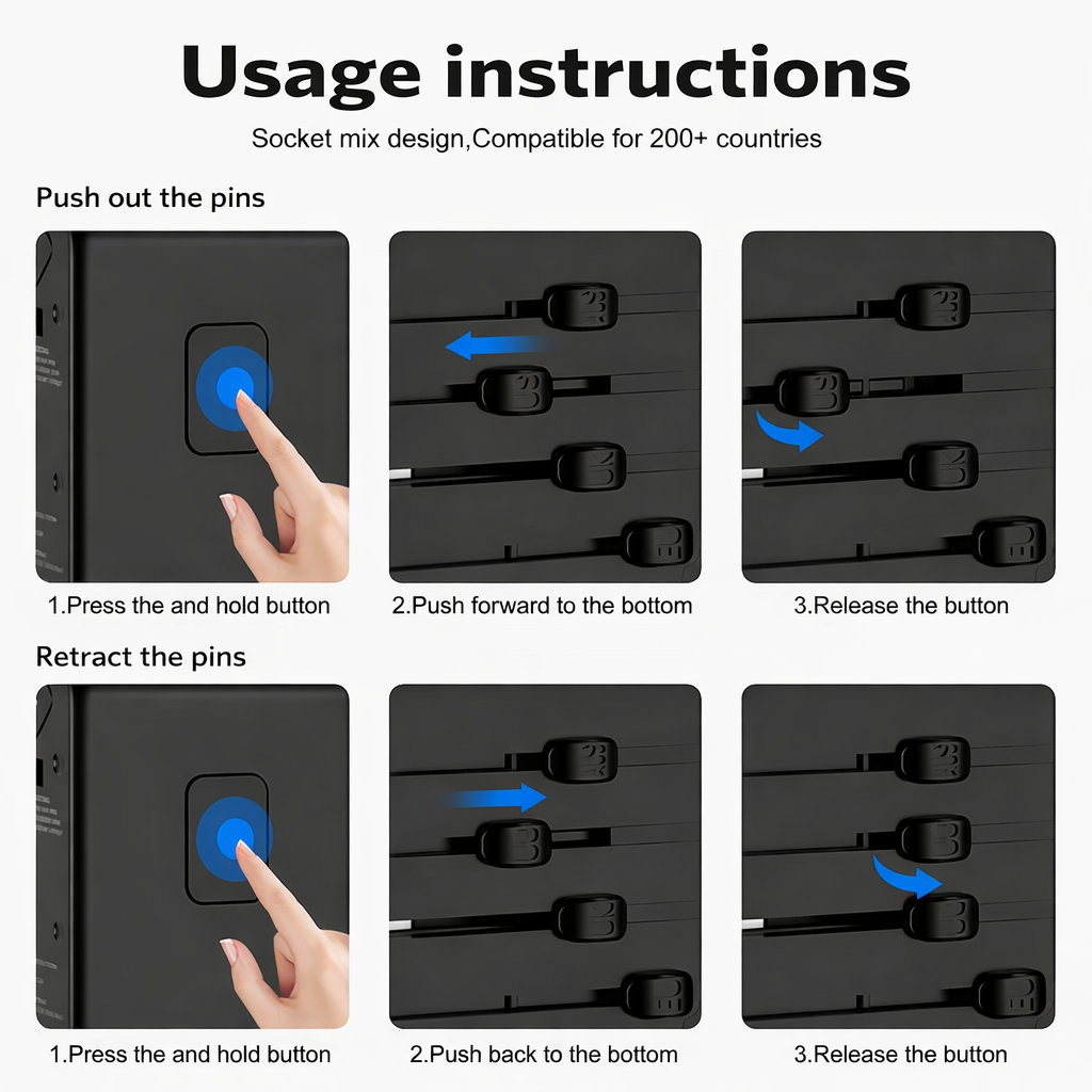 Universal Travel Adapter – 2500W Fast Charging | Worldwide Compatible