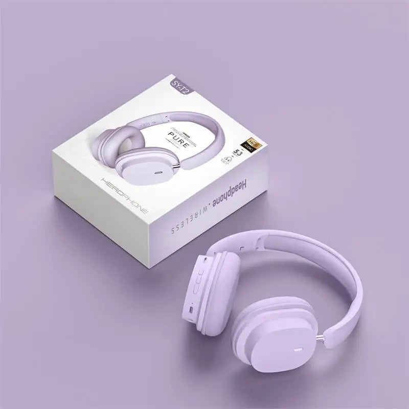 Foldable Wireless Bluetooth Headphones with Noise Cancellation & Built-In Mic